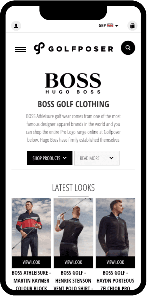 Golf Poser Magento 2 Home View